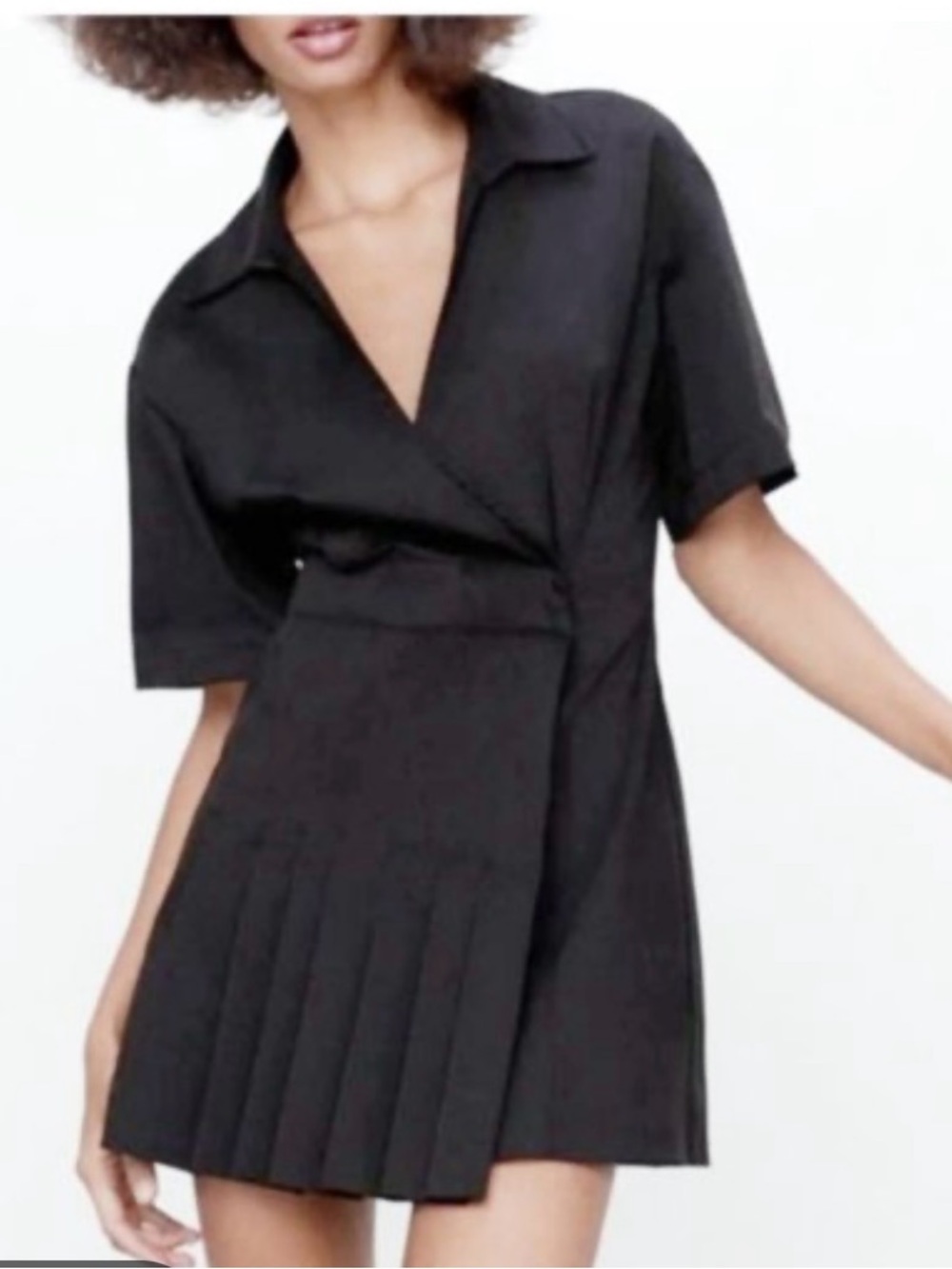 Zara Little black Pleated mini dress